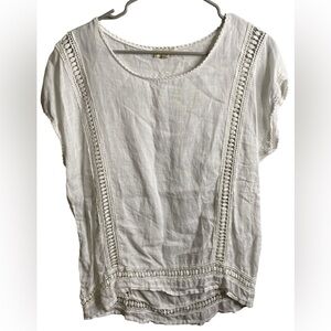 Chic White Crochet Accent Blouse